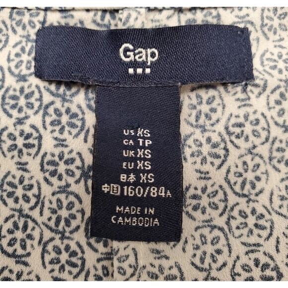 Women's Gap White/Blue Floral Sleeveless V-Neck Blouse | Size XS - Picture 6 of 7